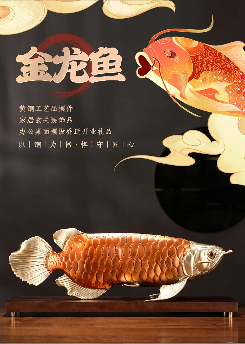 2023 high grade Good luck Dragon golden Fish Wealth Arowana HOME OFFICE BAR CLUB decoration bring lucky money Sculpture Discount