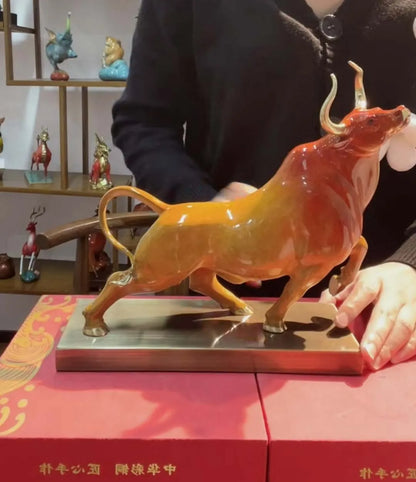 2023 high grade Good luck Royal Wealth Financial BULL mascot HOME OFFICE company decoration bring wealth money bronze Sculpture