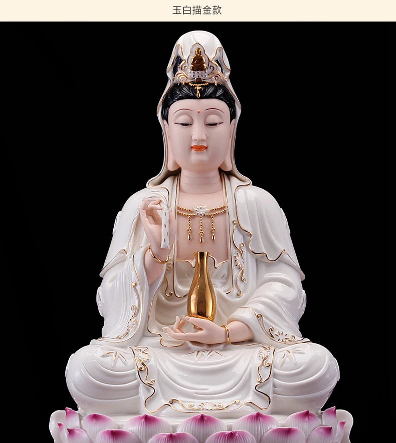 2023 high-grade home family efficacious Talisman FENG SHUI Mascot Guanyin PU SA Buddha Handmade Porcelain Sculpture statue 30cm