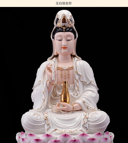 2023 high-grade home family efficacious Talisman FENG SHUI Mascot Guanyin PU SA Buddha Handmade Porcelain Sculpture statue 30cm