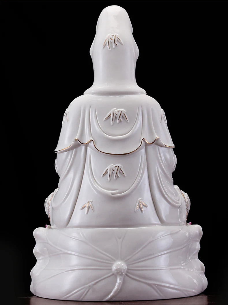 2023 high-grade home family efficacious Talisman FENG SHUI Mascot Guanyin PU SA Buddha Handmade Porcelain Sculpture statue 30cm