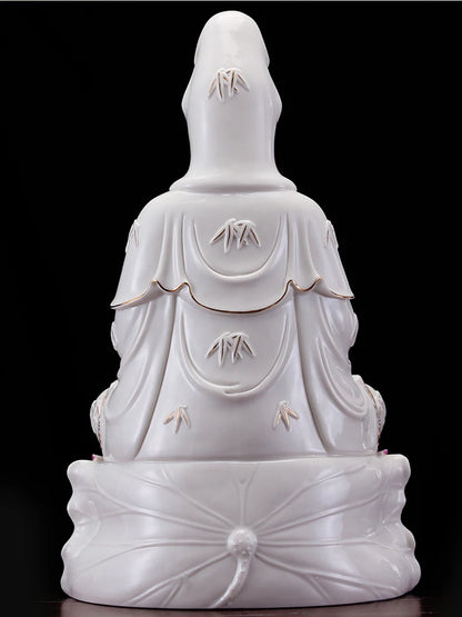 2023 high-grade home family efficacious Talisman FENG SHUI Mascot Guanyin PU SA Buddha Handmade Porcelain Sculpture statue 30cm