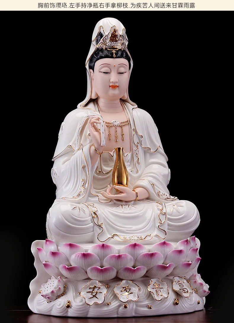 2023 high-grade home family efficacious Talisman FENG SHUI Mascot Guanyin PU SA Buddha Handmade Porcelain Sculpture statue 30cm