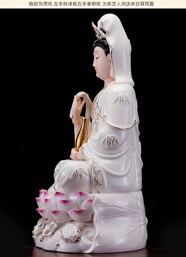 2023 high-grade home family efficacious Talisman FENG SHUI Mascot Guanyin PU SA Buddha Handmade Porcelain Sculpture statue 30cm
