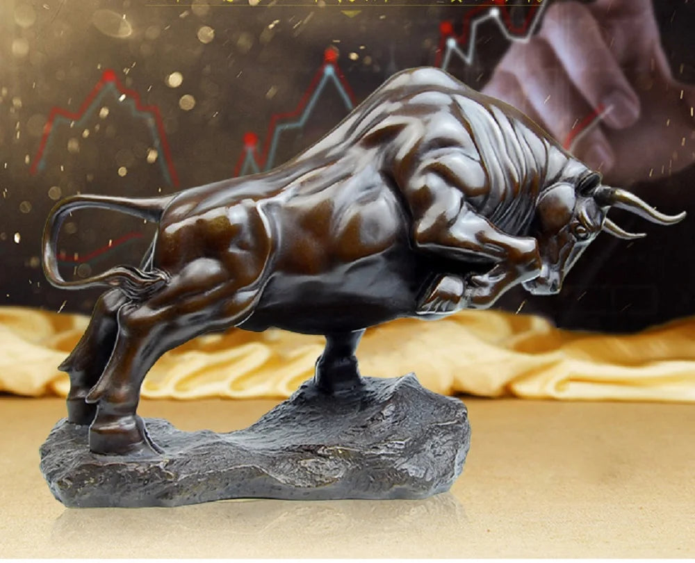 2023 home company office Desk decoration Money Drawing wealth Stock market cattle Wall Street cattle Bronze Bull lucky statue