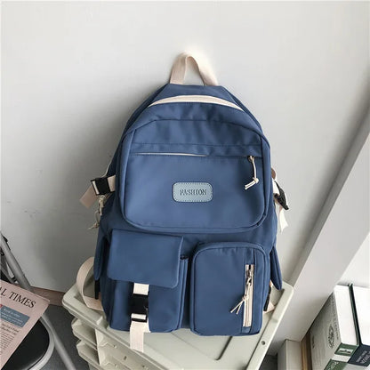 2023 new Fashion Female Bookbag Canvas Women Backpack for Teenagers Girl College Men Black School Bag Student Schoolbag Mochila