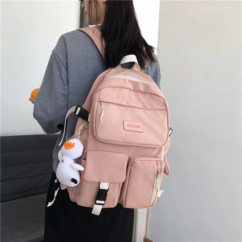 2023 new Fashion Female Bookbag Canvas Women Backpack for Teenagers Girl College Men Black School Bag Student Schoolbag Mochila