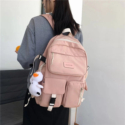 2023 new Fashion Female Bookbag Canvas Women Backpack for Teenagers Girl College Men Black School Bag Student Schoolbag Mochila