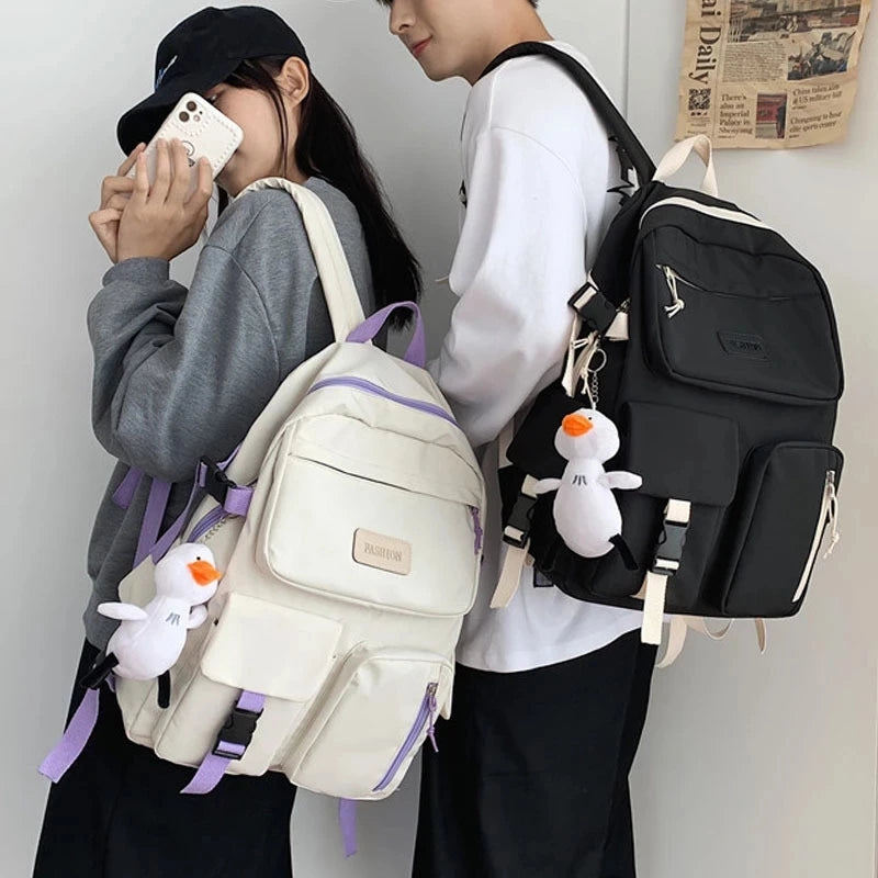 2023 new Fashion Female Bookbag Canvas Women Backpack for Teenagers Girl College Men Black School Bag Student Schoolbag Mochila