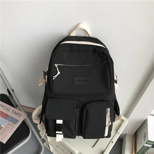 2023 new Fashion Female Bookbag Canvas Women Backpack for Teenagers Girl College Men Black School Bag Student Schoolbag Mochila