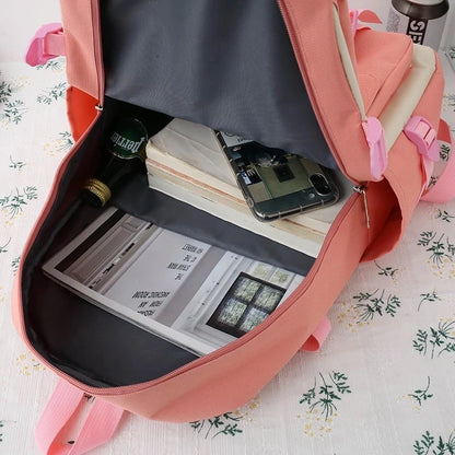 2023 new all-match waterproof Oxford backpacks students lightweight schoolbags 4 pieces/set school bag for teenagers girls
