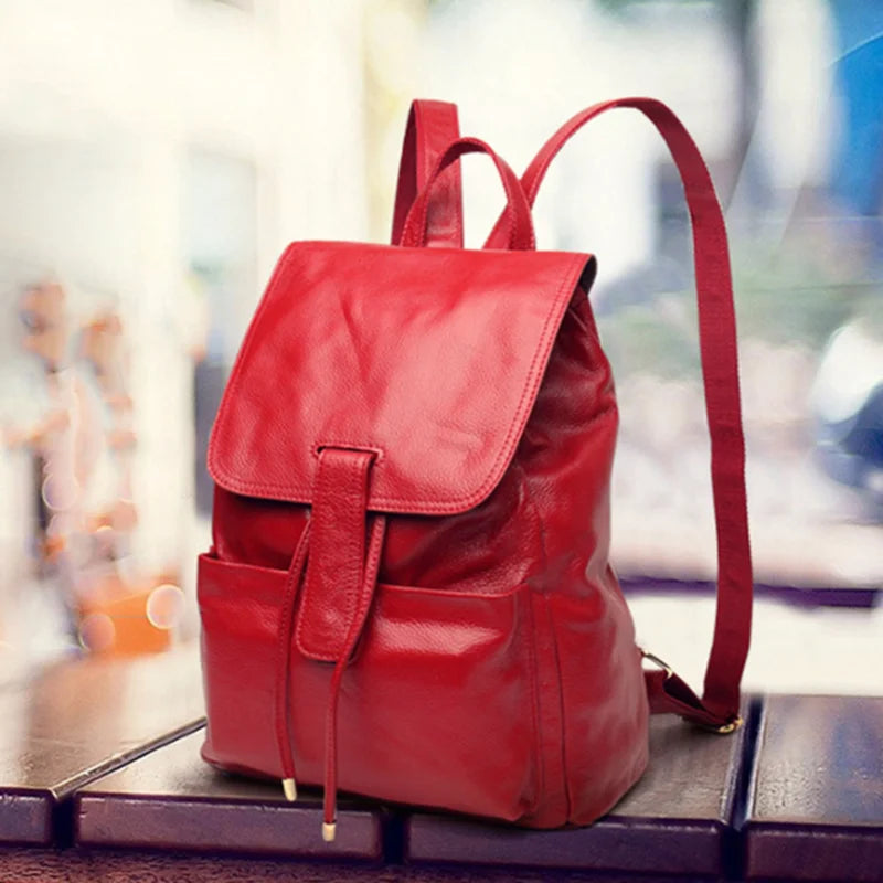 2023 summer new street trend luggage leather backpack Leather belt decorative women's backpack