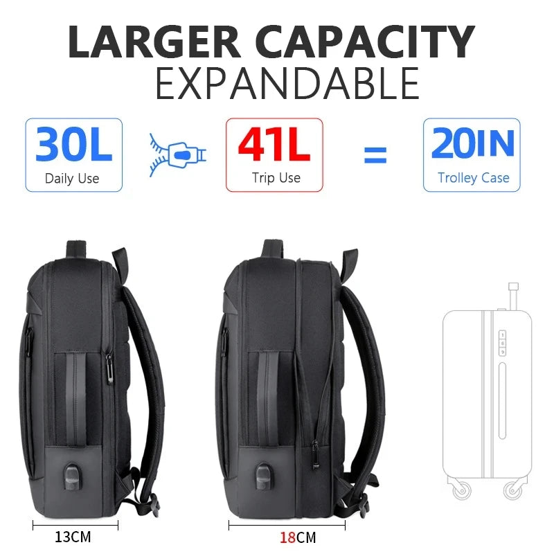 2023new Business Laptop Backpack Waterproof Notebook For Men School Book Bag Expandable Multifunction USB Charging Man Backpacks