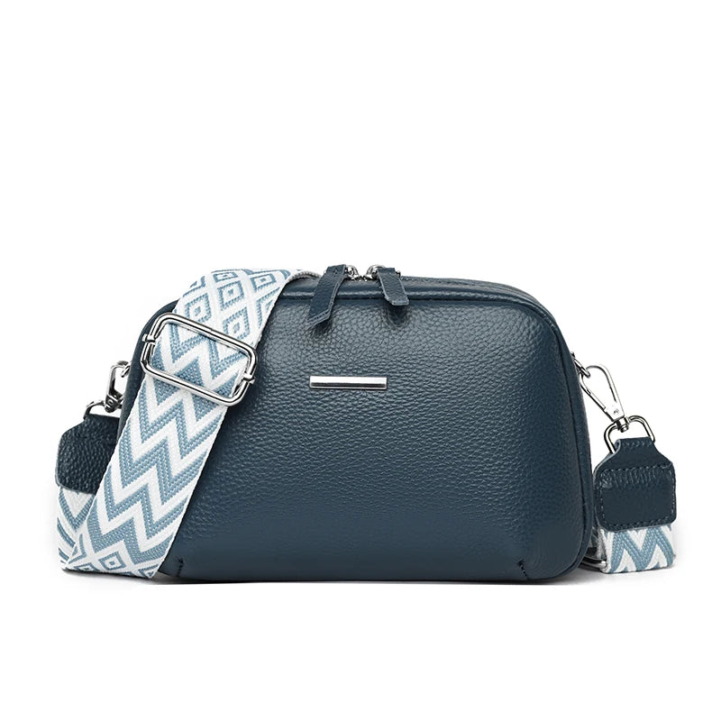 2024 Authentic Genuine Leather Women's Designer Shoulder Bag New Pattern Trendy Wide Shoulder Strap Women's Crossbody Bags Sac