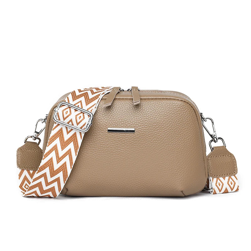 2024 Authentic Genuine Leather Women's Designer Shoulder Bag New Pattern Trendy Wide Shoulder Strap Women's Crossbody Bags Sac