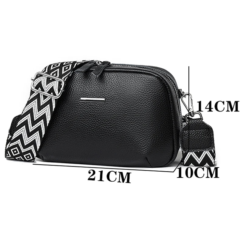 2024 Authentic Genuine Leather Women's Designer Shoulder Bag New Pattern Trendy Wide Shoulder Strap Women's Crossbody Bags Sac
