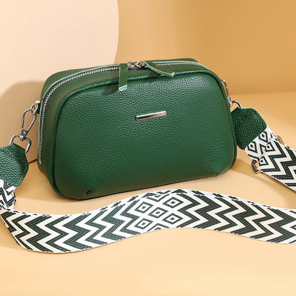 2024 Authentic Genuine Leather Women's Designer Shoulder Bag New Pattern Trendy Wide Shoulder Strap Women's Crossbody Bags Sac