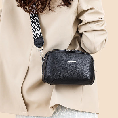 2024 Authentic Genuine Leather Women's Designer Shoulder Bag New Pattern Trendy Wide Shoulder Strap Women's Crossbody Bags Sac