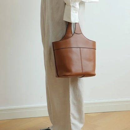 2024 Autumn Genuine Leather New Tote Bag for Women High-capacity Top-Handle Bags Fashion Commuter All-match Women's Handbags