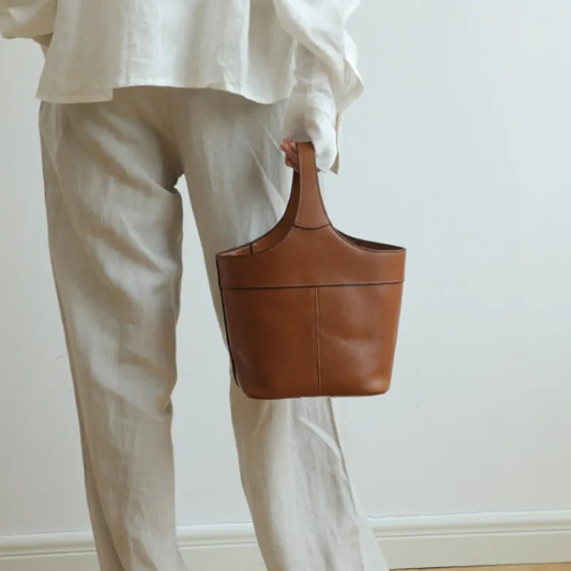 2024 Autumn Genuine Leather New Tote Bag for Women High-capacity Top-Handle Bags Fashion Commuter All-match Women's Handbags