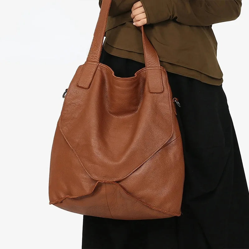 2024 Autumn New High-capacity Bags Fashion Soft Genuine Leather Crossbody Bag Commuter Travel Casual Bolsos Mujer Female