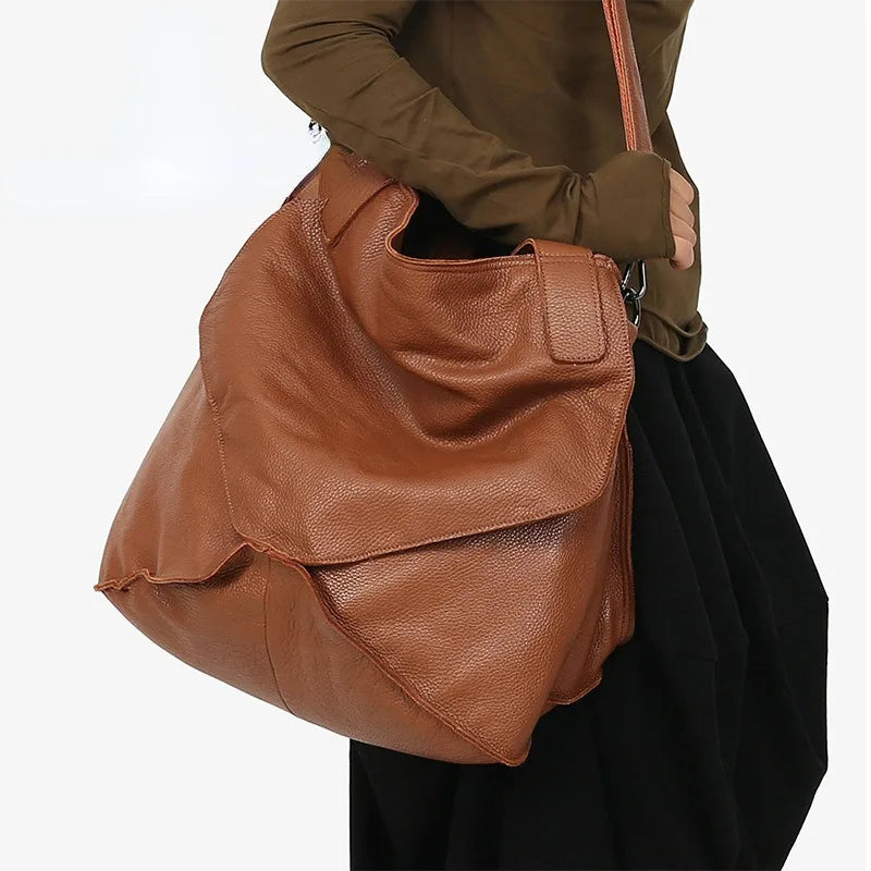 2024 Autumn New High-capacity Bags Fashion Soft Genuine Leather Crossbody Bag Commuter Travel Casual Bolsos Mujer Female