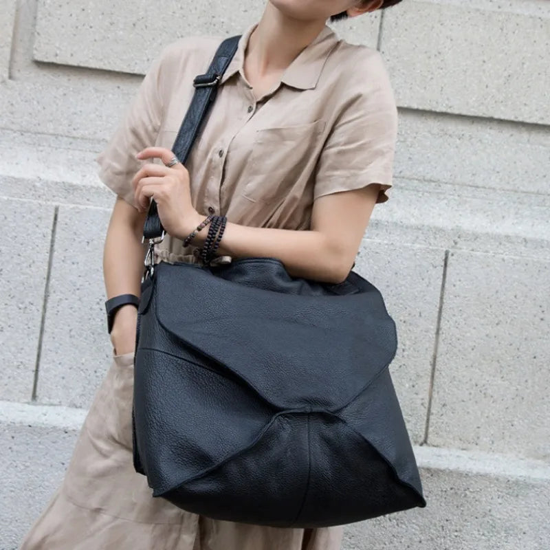 2024 Autumn New High-capacity Bags Fashion Soft Genuine Leather Crossbody Bag Commuter Travel Casual Bolsos Mujer Female