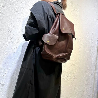 2024 Autumn New High-capacity Bags Vintage Fashion Genuine Leather Backpacks Women Y2k Grunge Zipper Handbags for Women