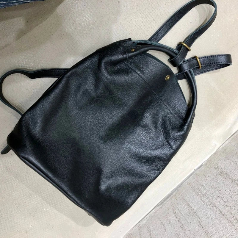 2024 Autumn New Simple Casual Shoulder Bags Genuine Leather Versatile Unisex Travel Backpacks Large Capacity School Backpack