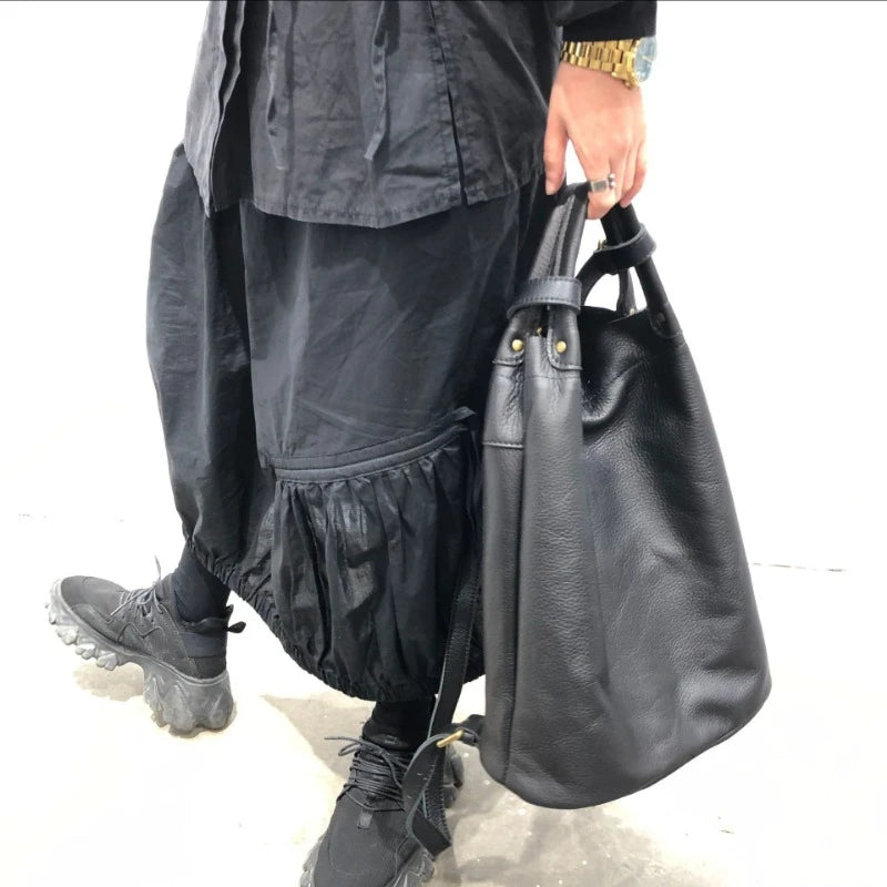 2024 Autumn New Simple Casual Shoulder Bags Genuine Leather Versatile Unisex Travel Backpacks Large Capacity School Backpack