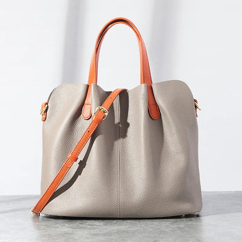 2024 Autumn New Simple Leather Bags for Women Large-capacity Portable Top-Handle Bags Y2k Zipper Crossbody Shoulder Bags