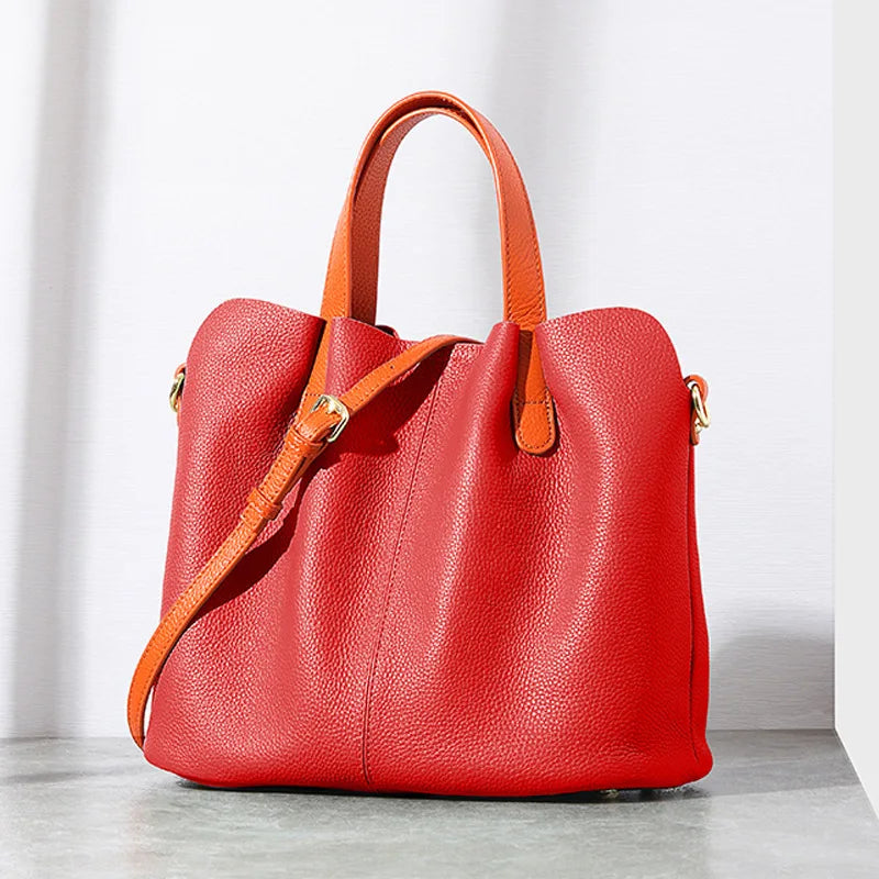 2024 Autumn New Simple Leather Bags for Women Large-capacity Portable Top-Handle Bags Y2k Zipper Crossbody Shoulder Bags