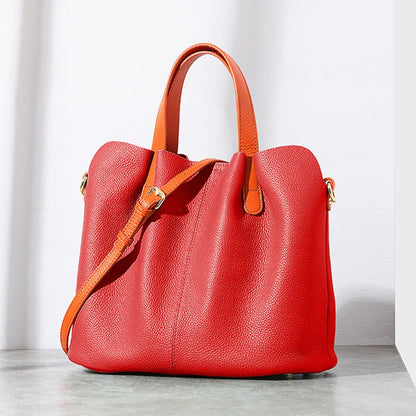 2024 Autumn New Simple Leather Bags for Women Large-capacity Portable Top-Handle Bags Y2k Zipper Crossbody Shoulder Bags