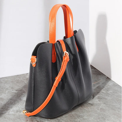 2024 Autumn New Simple Leather Bags for Women Large-capacity Portable Top-Handle Bags Y2k Zipper Crossbody Shoulder Bags