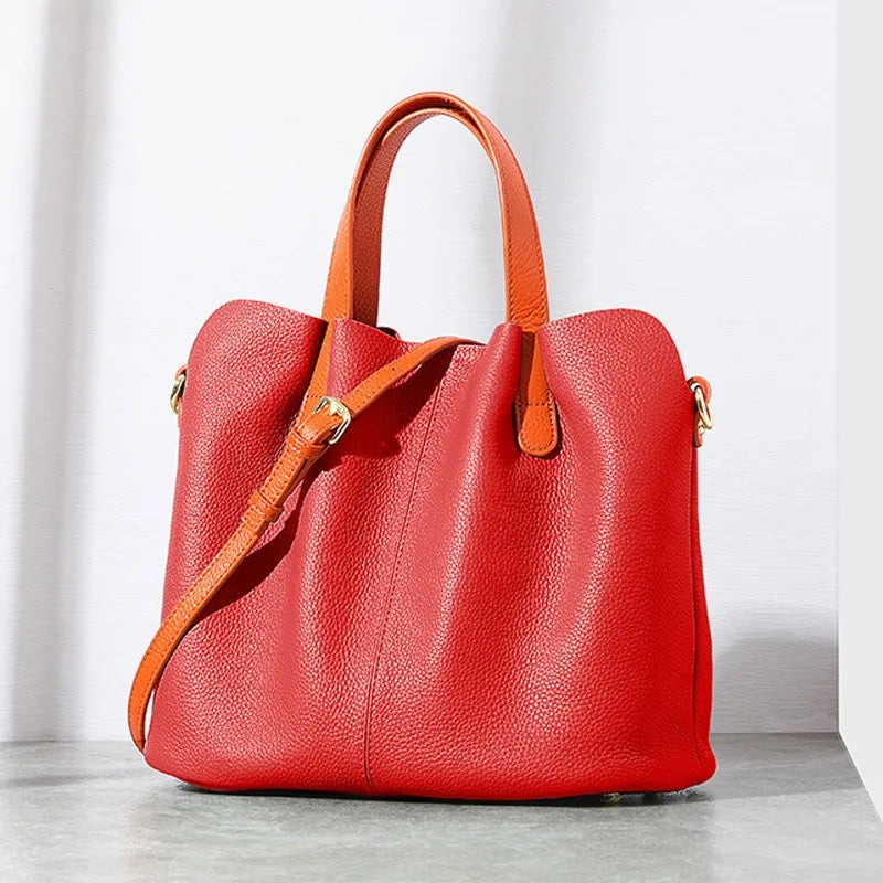 2024 Autumn New Simple Leather Bags for Women Large-capacity Portable Top-Handle Bags Y2k Zipper Crossbody Shoulder Bags