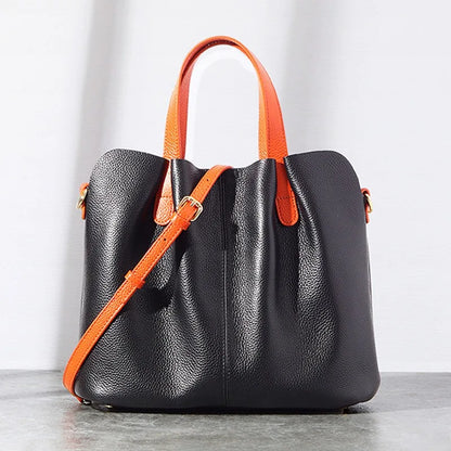 2024 Autumn New Simple Leather Bags for Women Large-capacity Portable Top-Handle Bags Y2k Zipper Crossbody Shoulder Bags