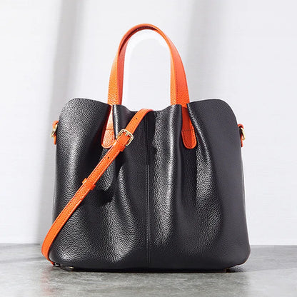 2024 Autumn New Simple Leather Bags for Women Large-capacity Portable Top-Handle Bags Y2k Zipper Crossbody Shoulder Bags