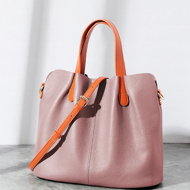2024 Autumn New Simple Leather Bags for Women Large-capacity Portable Top-Handle Bags Y2k Zipper Crossbody Shoulder Bags