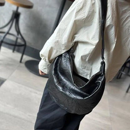 2024 Autumn/Winter leather women's bag fold Tote bag women's large capacity armpit crossbody bag cowhide shoulder bag fashion