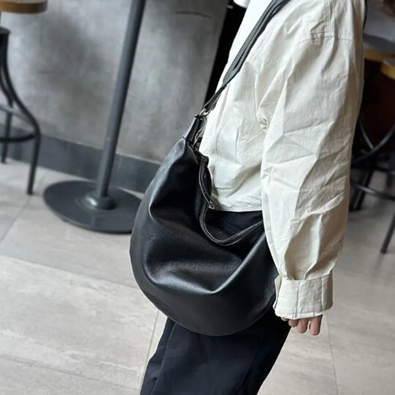 2024 Autumn/Winter leather women's bag fold Tote bag women's large capacity armpit crossbody bag cowhide shoulder bag fashion