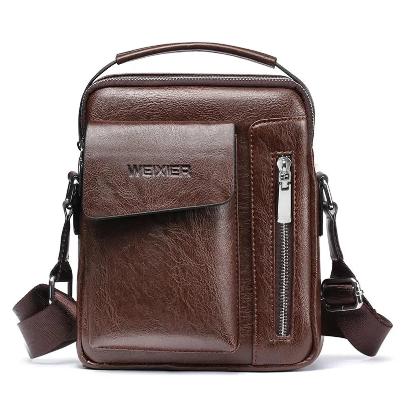 2024 Brand Casual Shoulder Vintage Crossbody s Male PU Handbag Capacity Men Messenger Bags Men's business bag