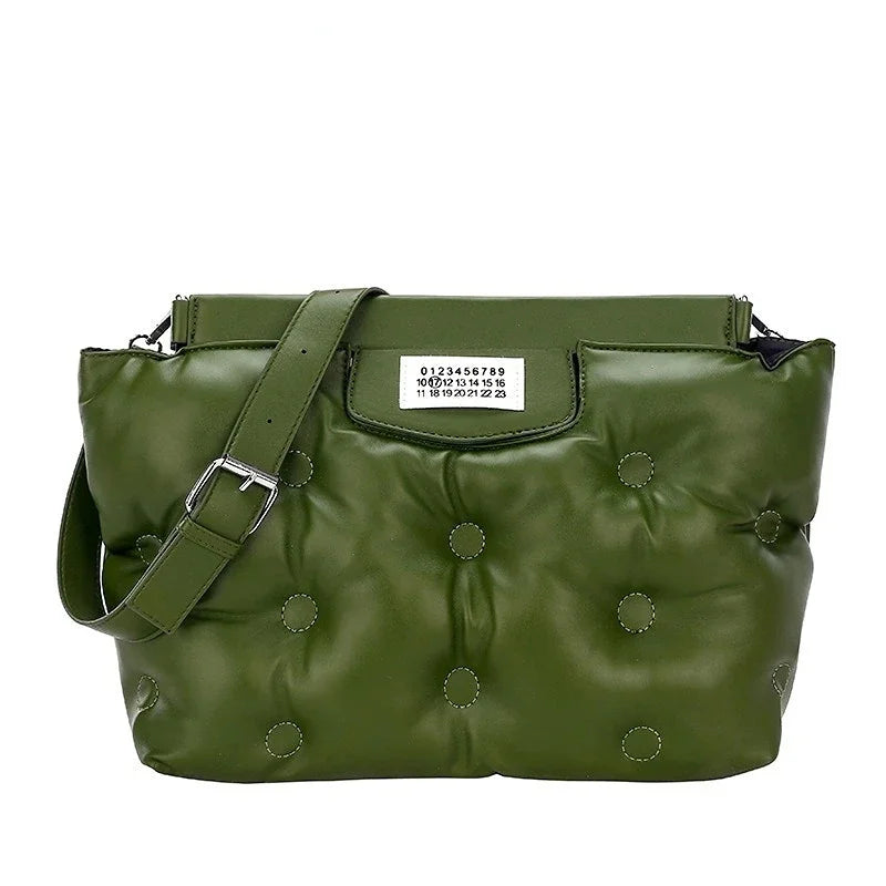 2024 Casual Space Padded Pillow Bag Korean Fashion Women Large Capacity Soft Pu Leather Shoulder Messenger Bags Tote Handbags