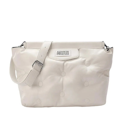 2024 Casual Space Padded Pillow Bag Korean Fashion Women Large Capacity Soft Pu Leather Shoulder Messenger Bags Tote Handbags