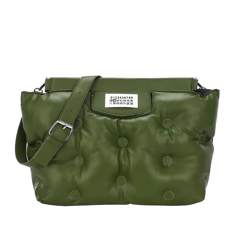 2024 Casual Space Padded Pillow Bag Korean Fashion Women Large Capacity Soft Pu Leather Shoulder Messenger Bags Tote Handbags