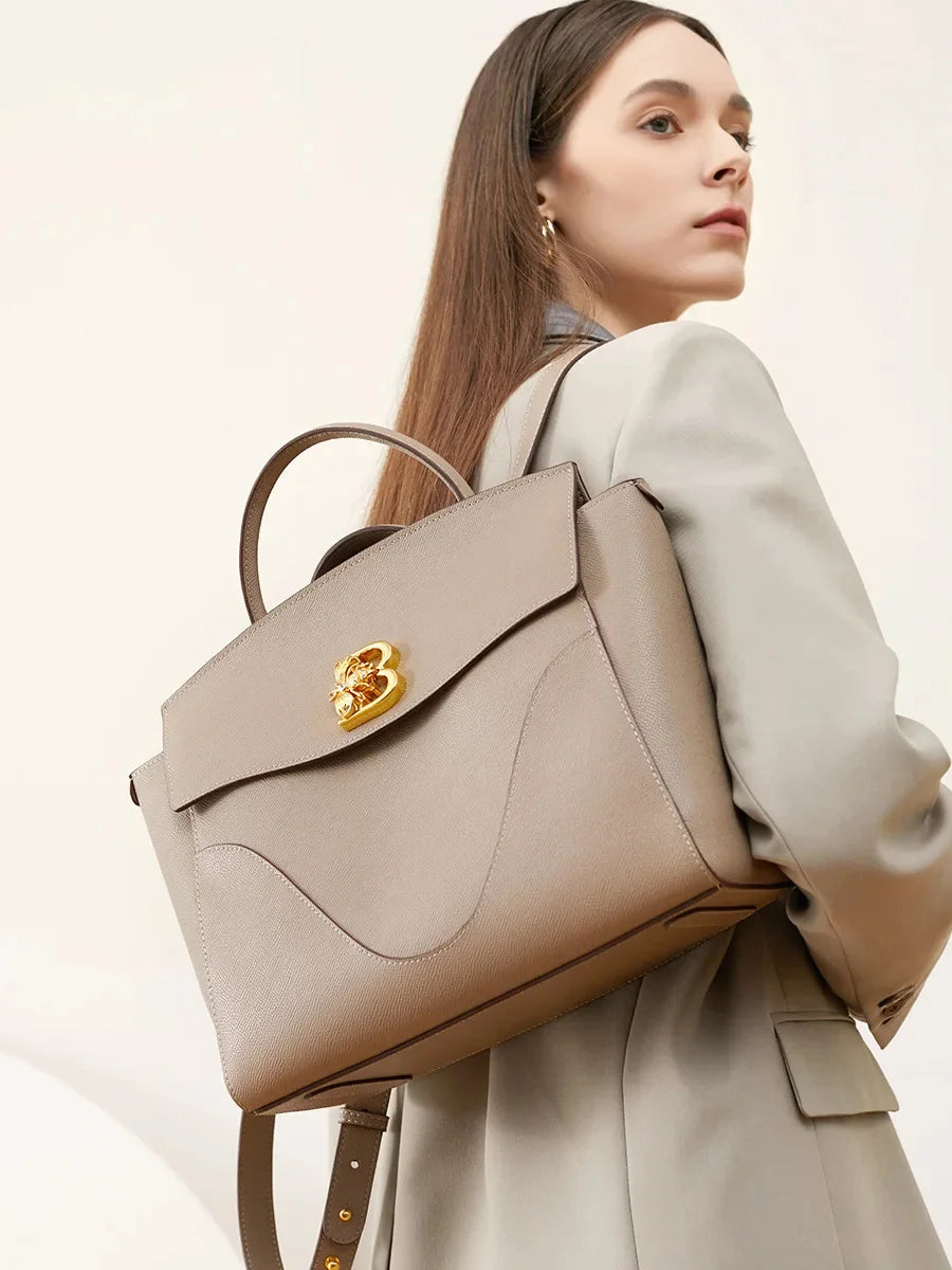2024 Design Leather Wave Bag with Commuter Large Capacity Shoulder Handbag European and American Computer Women's Briefcase