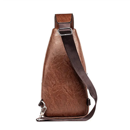 2024 Fashion Brand Men's Chest Outdoor Leisure Crossbody Multifunctional Waterproof PU Leather Shoulder Travel Bag