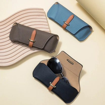 2024 Fashion Leather Glasses Case Holder Portable Slim Sunglasses Pouch Soft Eyeglasses Eyewear Sleeve for Women Men Lightweight