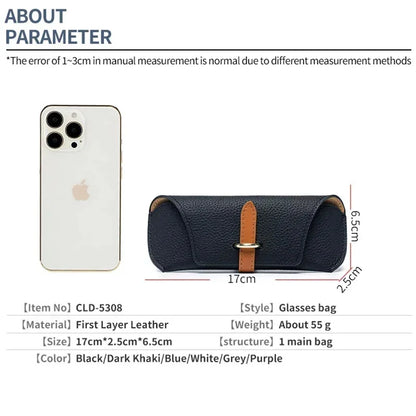 2024 Fashion Leather Glasses Case Holder Portable Slim Sunglasses Pouch Soft Eyeglasses Eyewear Sleeve for Women Men Lightweight