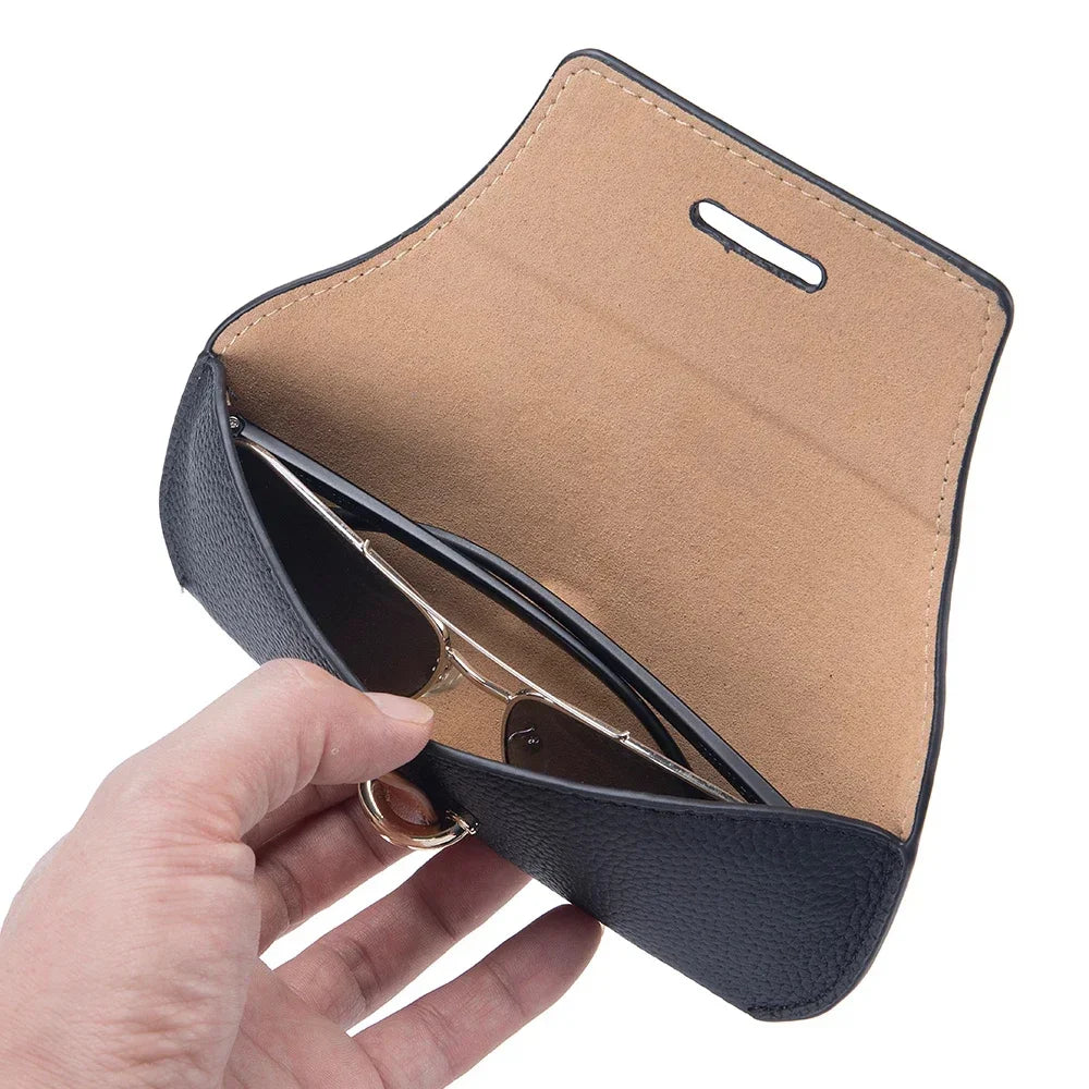 2024 Fashion Leather Glasses Case Holder Portable Slim Sunglasses Pouch Soft Eyeglasses Eyewear Sleeve for Women Men Lightweight