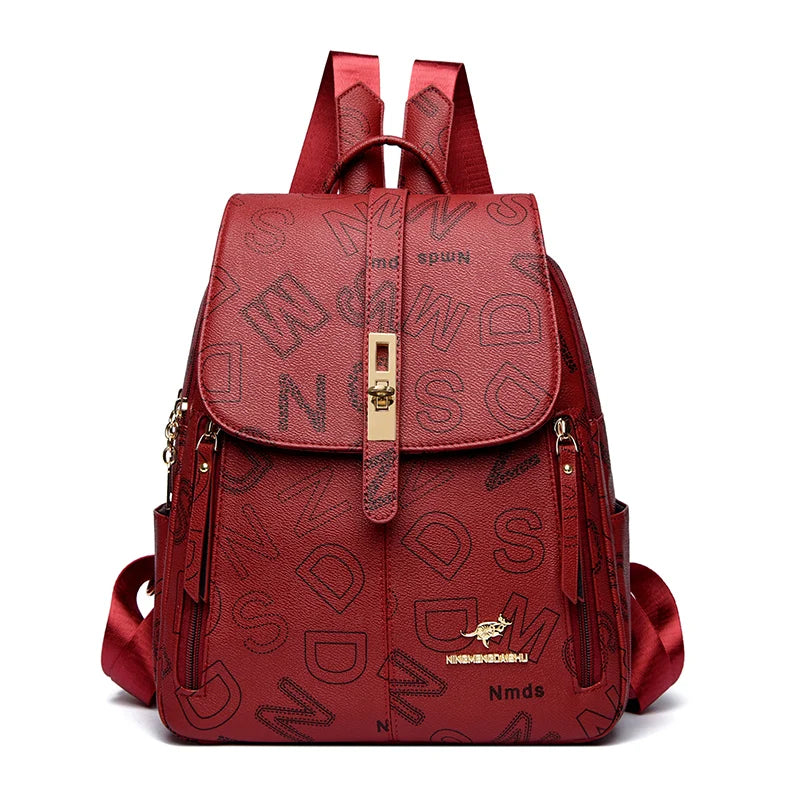 2024 Fashion Luxury Women's Designer Letter Printing Leather Backpacks Large Capacity Travel Shoulder Bags Totes School Bag